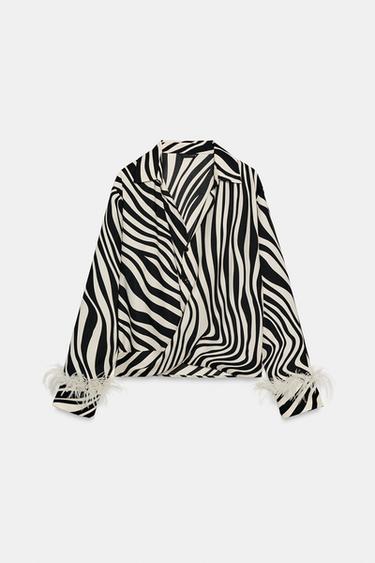CHEMISE IMPRIMÉ ANIMAL PLUMES - Noir / Écru de Zara - Image 7