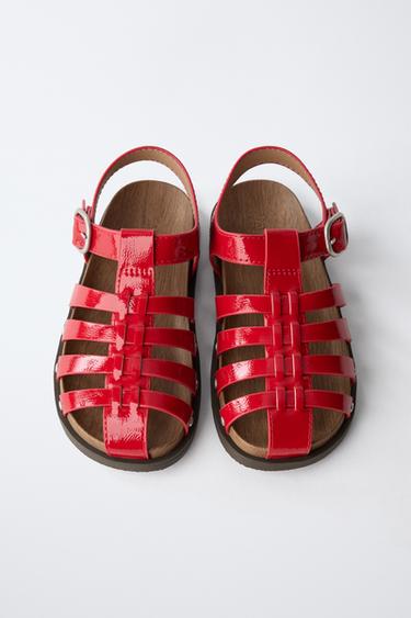STUDDED CAGE SANDALS - Red by Zara - Image 3