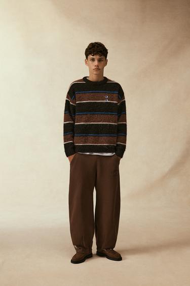 PULL EN MAILLE À RAYURES CHAMPION ® X ZARA - Marron de Zara