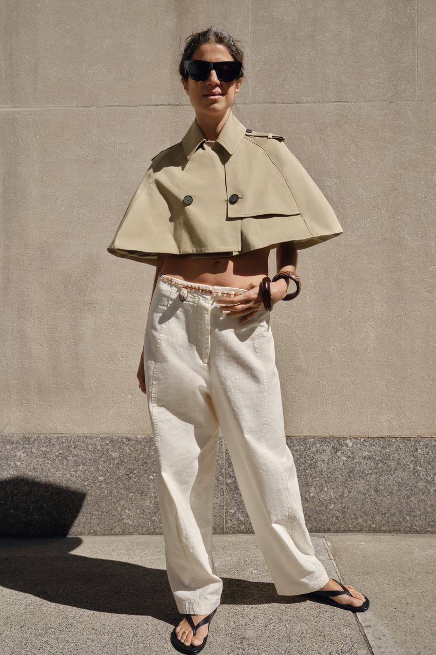 ZW COLLECTION LIMITED EDITION CROPPED TRENCH COAT - Mid khaki 
