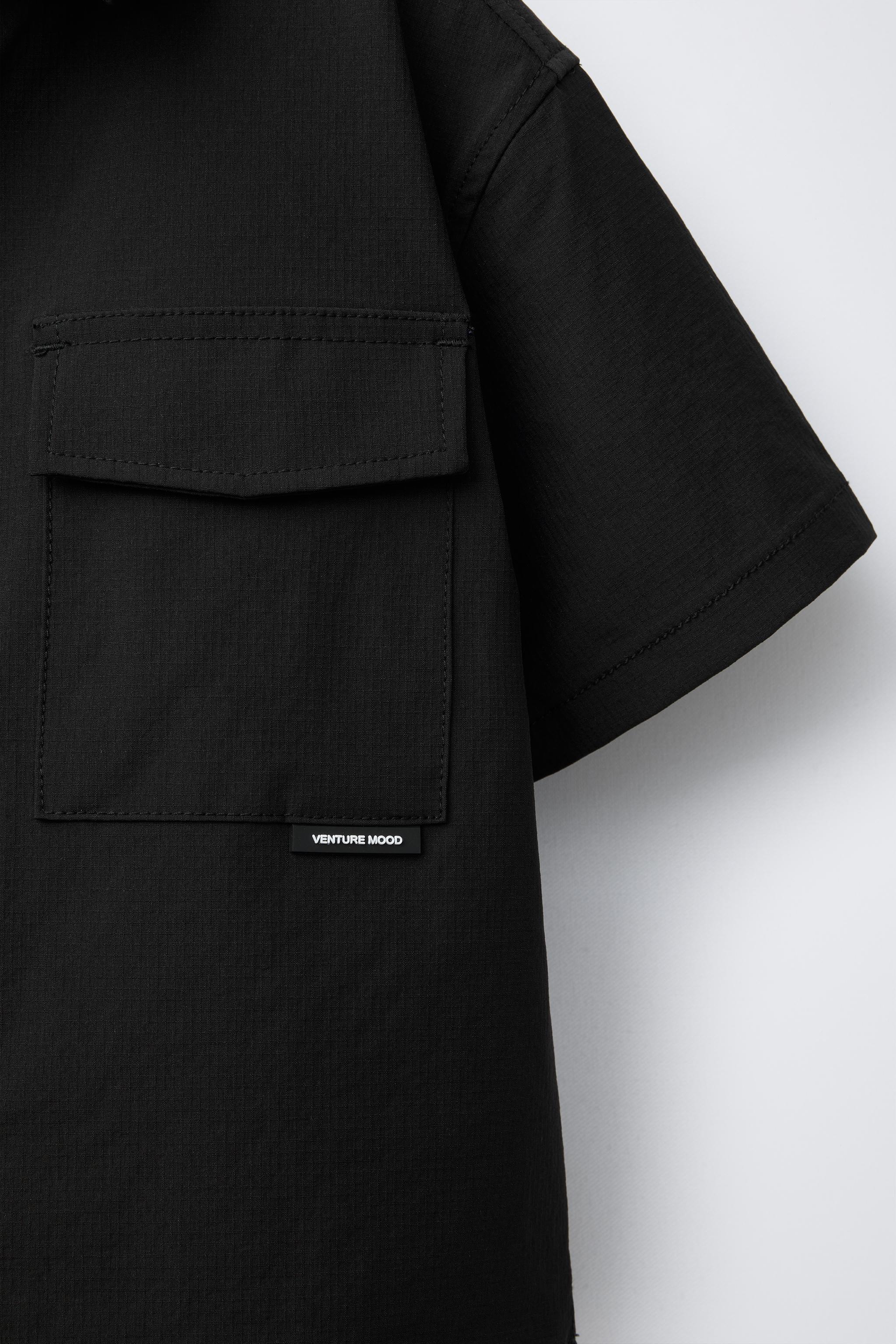 COS Sheer Shirt With Patch Pockets in Charcoal | endource