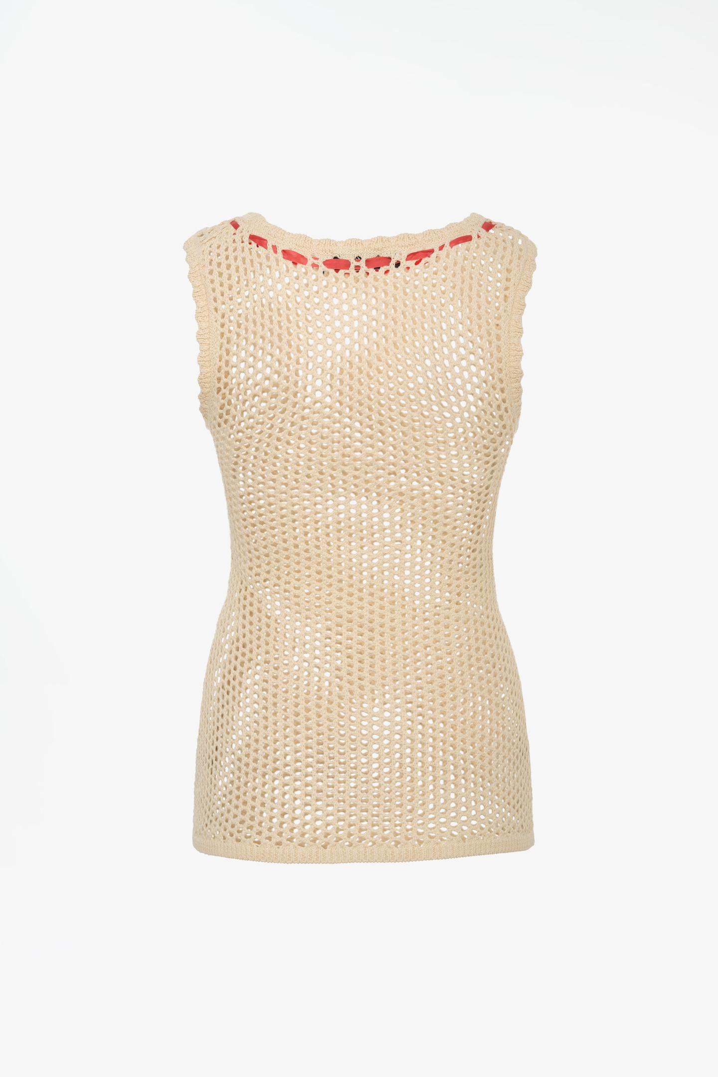 Мужской топ Zara Limited Edition Bow Knit Tank Top, цвет: Экрю — фото 2