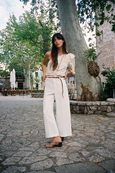 BRAIDED BELT CULOTTE TROUSERS - Ecru by Zara