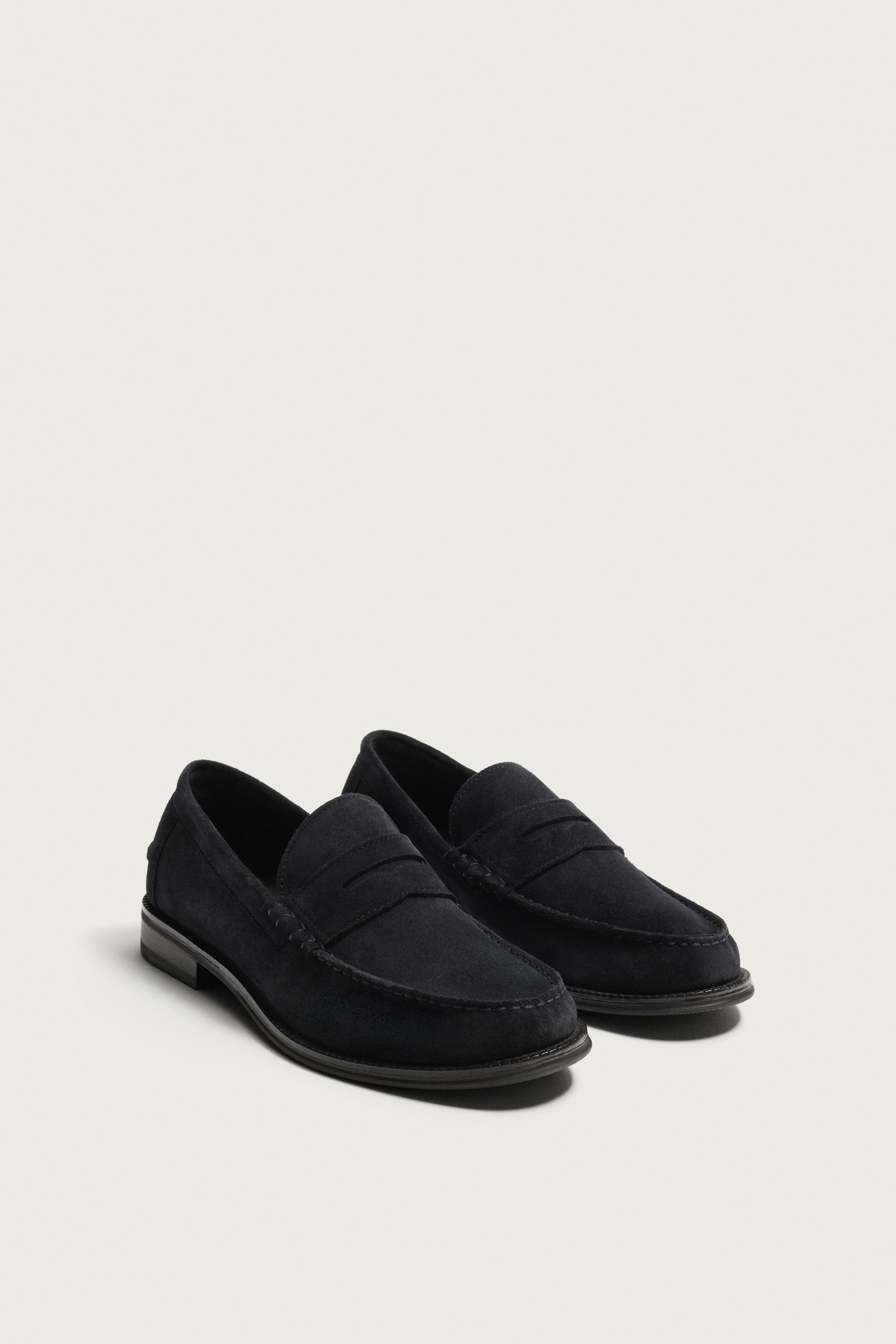 LEATHER PENNY LOAFERS — Blue