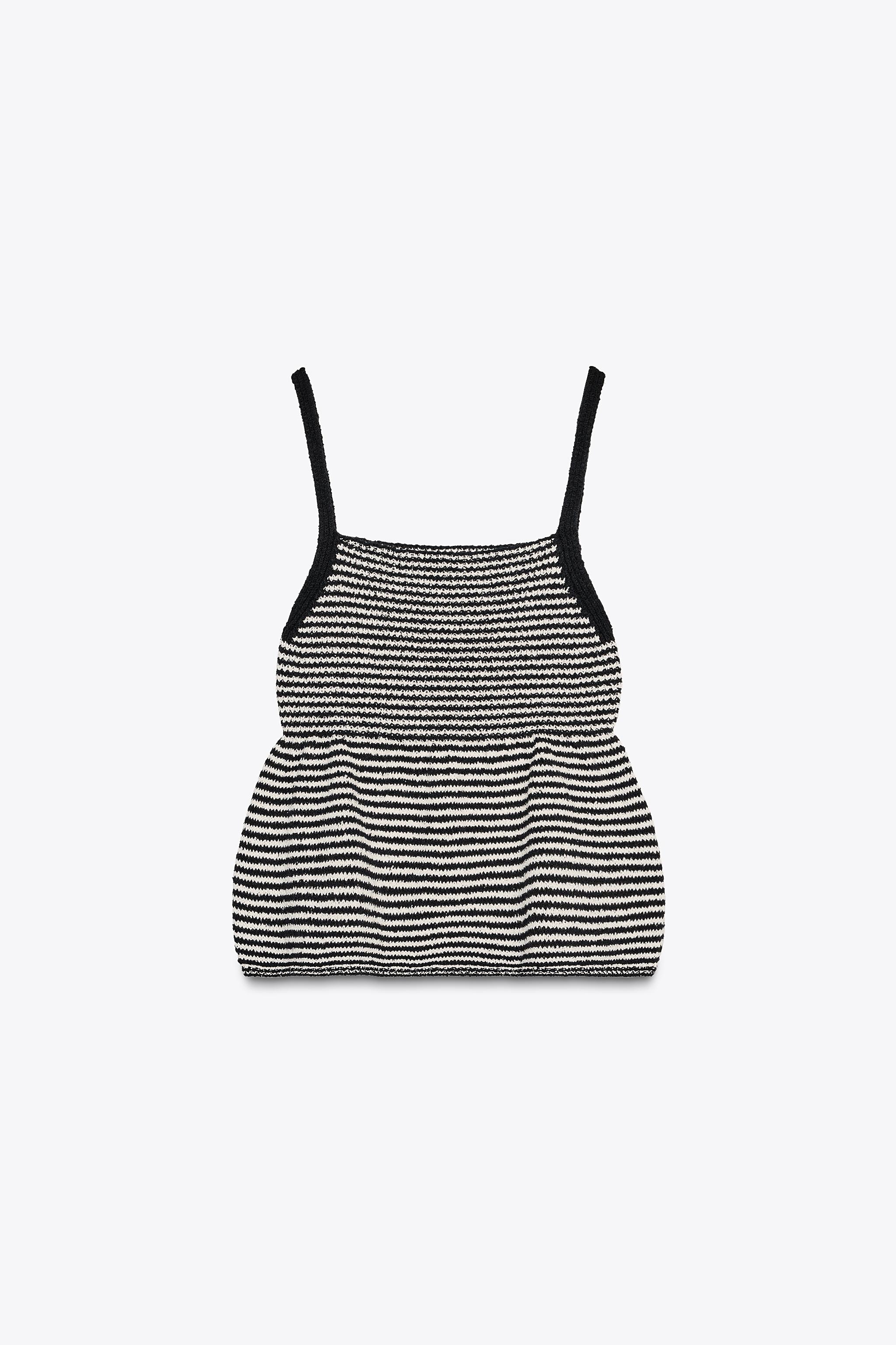 ストライプペプラムニットトップス - ストライプ | ZARA Japan