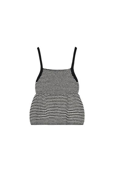 Zara STRIPED KNIT PEPLUM TOP - striped - Image 0
