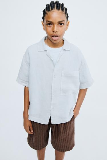 Zara STORIESZ - 100% LINEN SHIRT - Blue marl