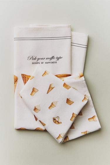 PACK OF ICE CREAM TEA TOWELS (PACK OF 2) - Yellow by Zara - Image 5