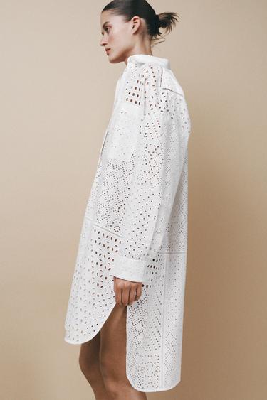 ZW COLLECTION DRESS WITH CUTWORK EMBROIDERY - White by Zara - Image 4