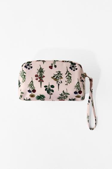 Zara PRINTED QUILTED MINI TOILETRY BAG - Pastel pink