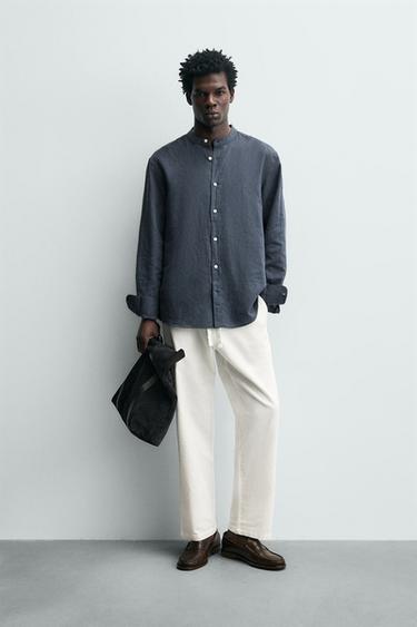 PANTALÓN RELAXED FIT ALGODÓN - LINO - Blanco roto de Zara