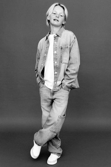 DENIM CARGO TROUSERS - Mid-blue by Zara