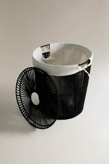 FABRIC-LINED LAUNDRY BASKET - Black by Zara - Image 3
