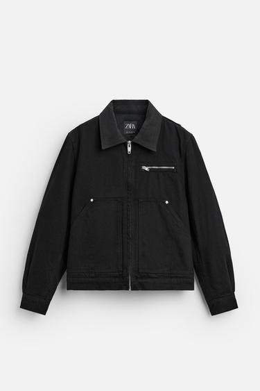 DENIM JACKET WITH ZIP - Black by Zara