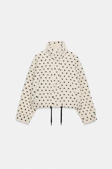FAUX SHEARLING JACKET WITH POLKA DOTS - Black / White by Zara