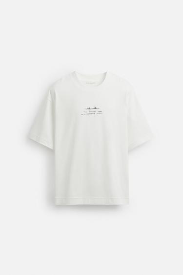 T-SHIRT WITH PRINTED PATCH - White by Zara