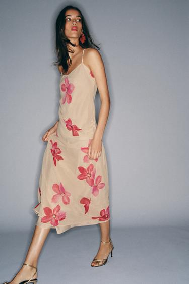 FLORAL DRAPED MIDI DRESS - only one by Zara