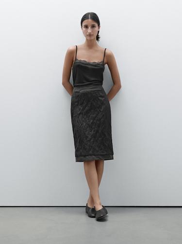 Zara Textured double fabric skirt - Black