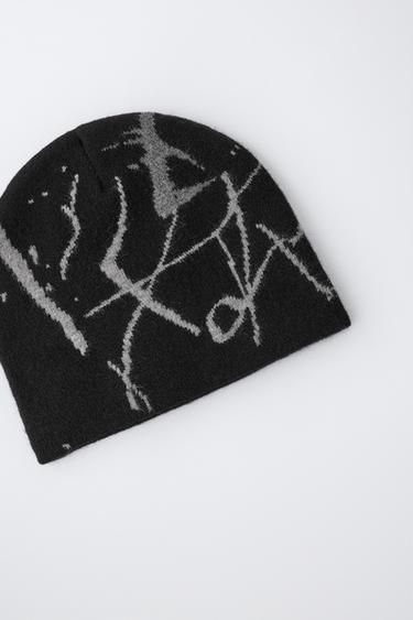 GRAFFITI KNIT BEANIE — Black 2
