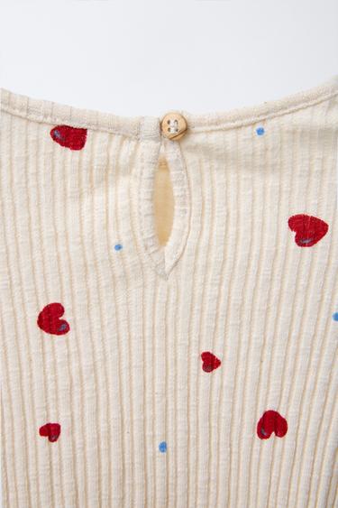 T-SHIRT RIB CŒURS - Écru clair de Zara - Image 2