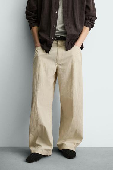 Zara CURVED FIT PANTS - Ecru