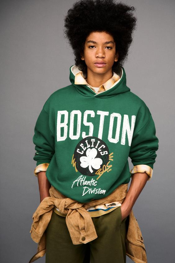NBA BOSTON CELTICS PRINT HOODIE - Green by Zara - Image 0