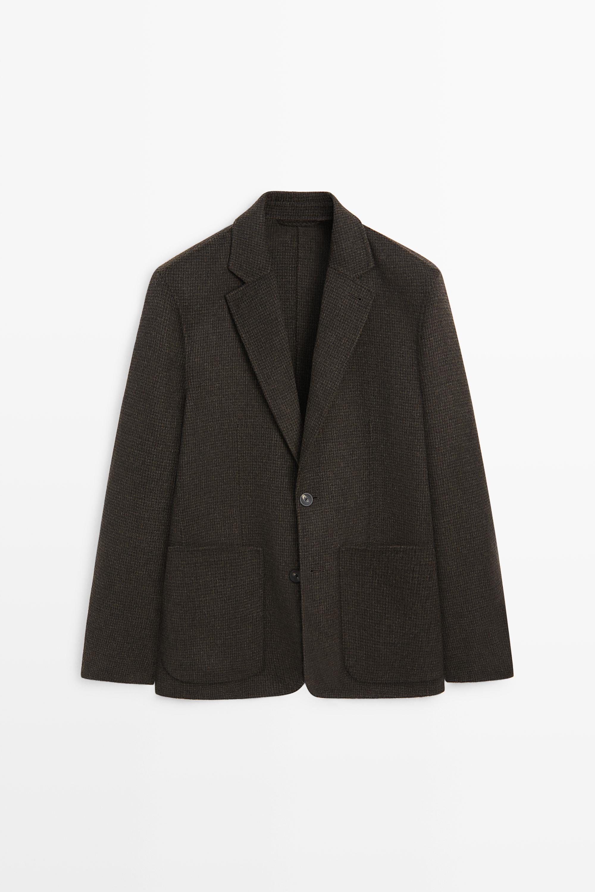 Blazer pied-de-poule en mélange de laine