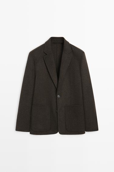 Houndstooth wool blend blazer — Brown 2