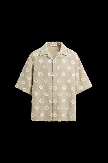 CAMISA JACQUARD TEXTURA - Beige de Zara - Imagen 0