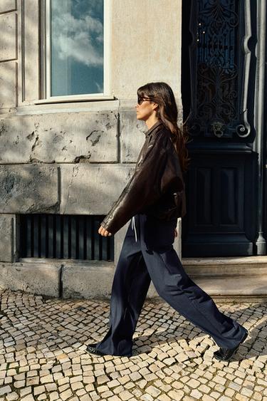 WIDE-LEG TROUSERS WITH DOUBLE WAISTBAND - Stripes by Zara