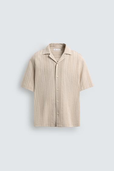 GEOMETRIC JACQUARD SHIRT - camel by Zara