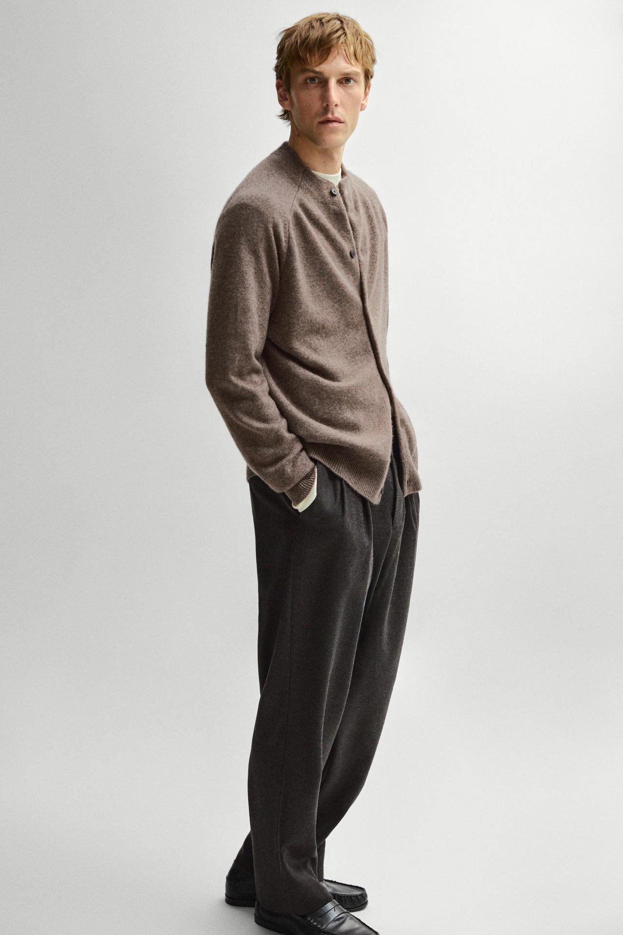 100% cashmere knit bomber cardigan — Mid-mink