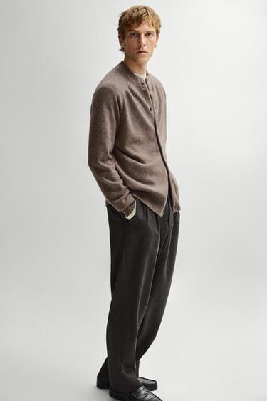 100% cashmere knit bomber cardigan — Mid-mink 1