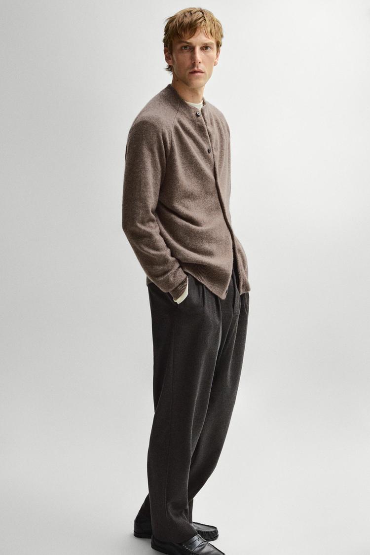 100% cashmere knit bomber cardigan — Mid-mink