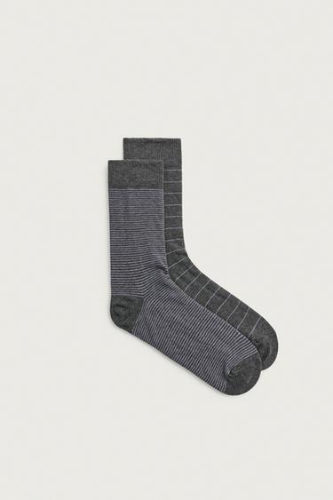 Zara COMBINED STRIPED SOCKS 2-PACK - Gray