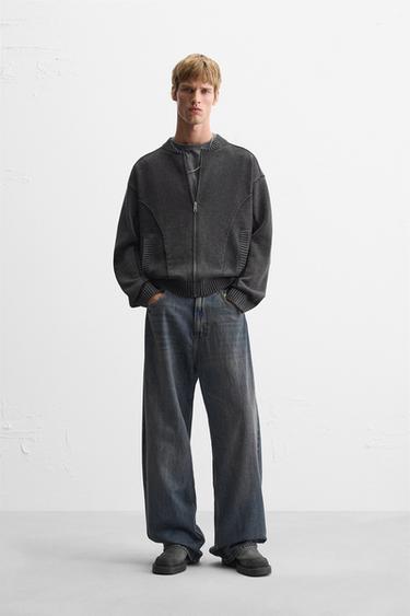 ZIP-UP KNIT JACKET - Brown by Zara - Image 0