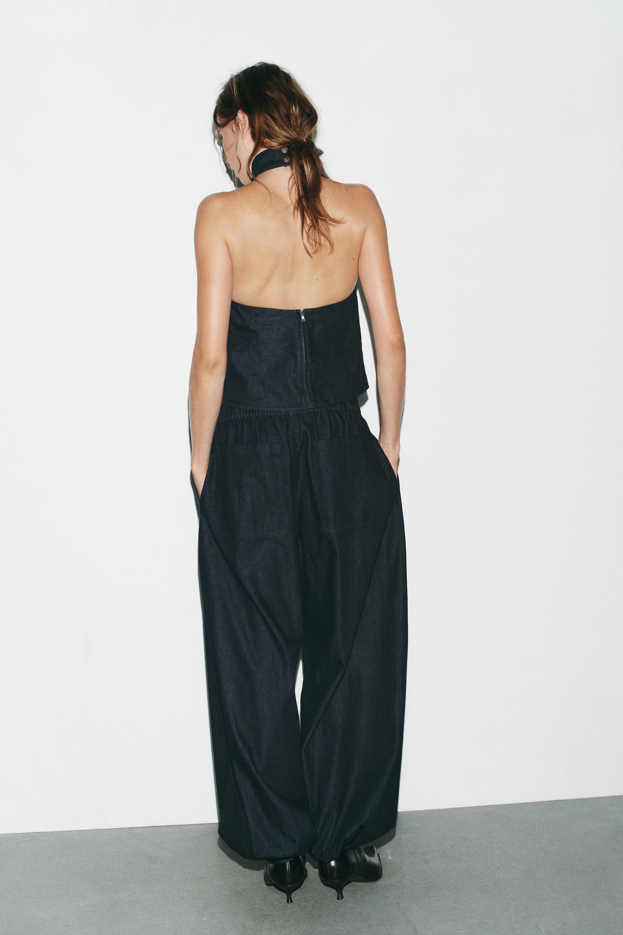 DENIM HALTER TOP TRF - Dark indigo | ZARA United States