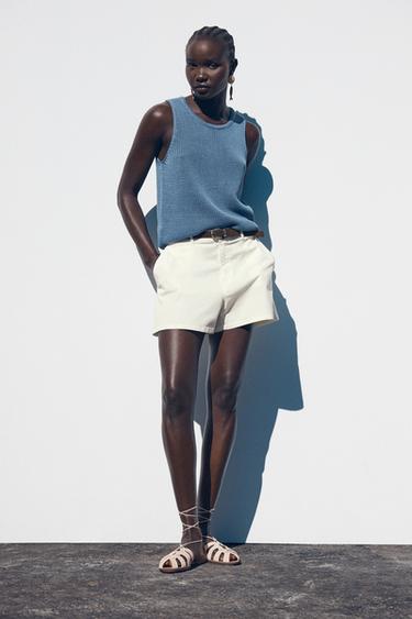 TOP EN MAILLE 100 % COTON - Bleu de Zara