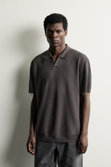 REGULAR FIT TEXTURED KNIT POLO — Chocolate 2