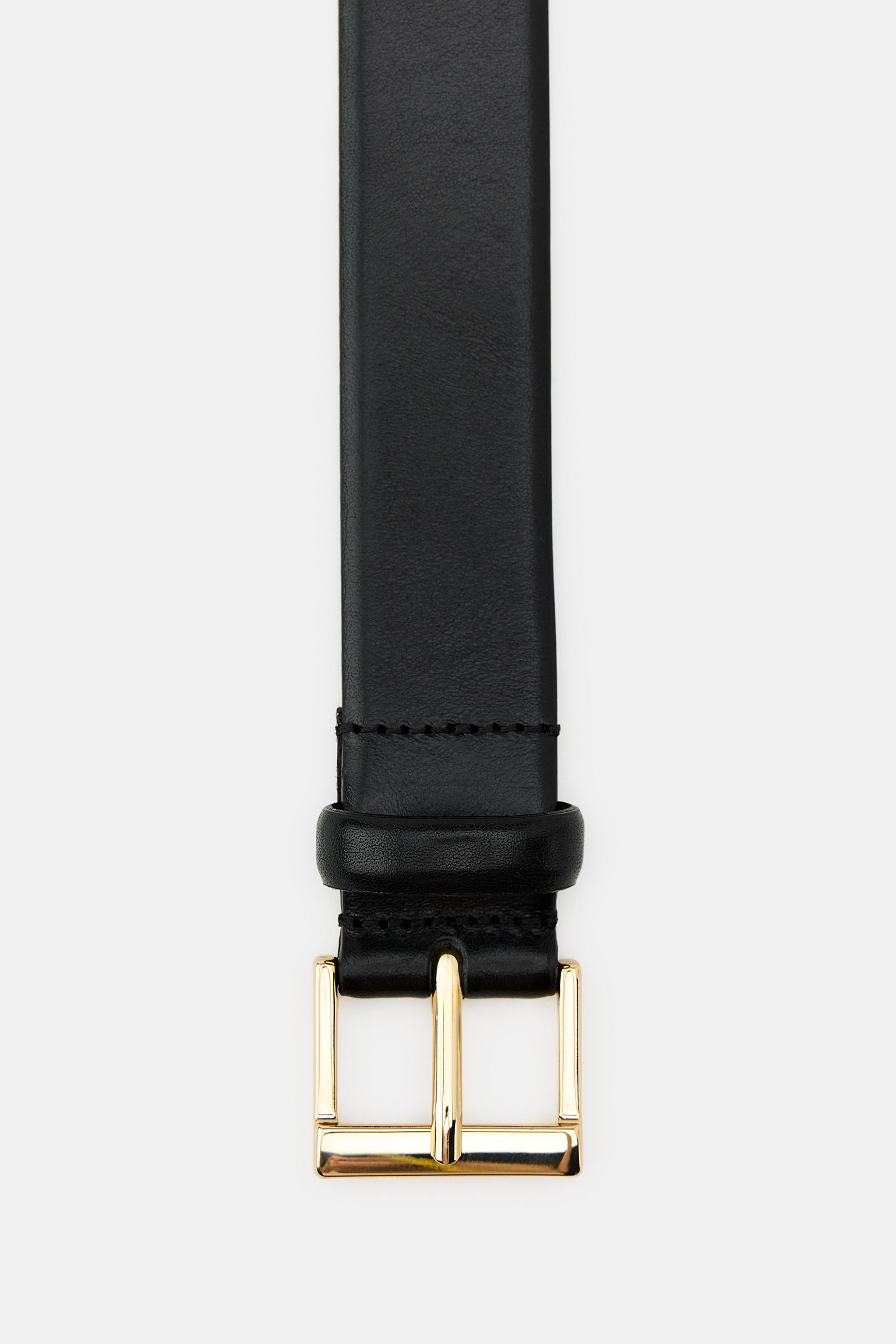 LEATHER BELT WITH SQUARE BUCKLE