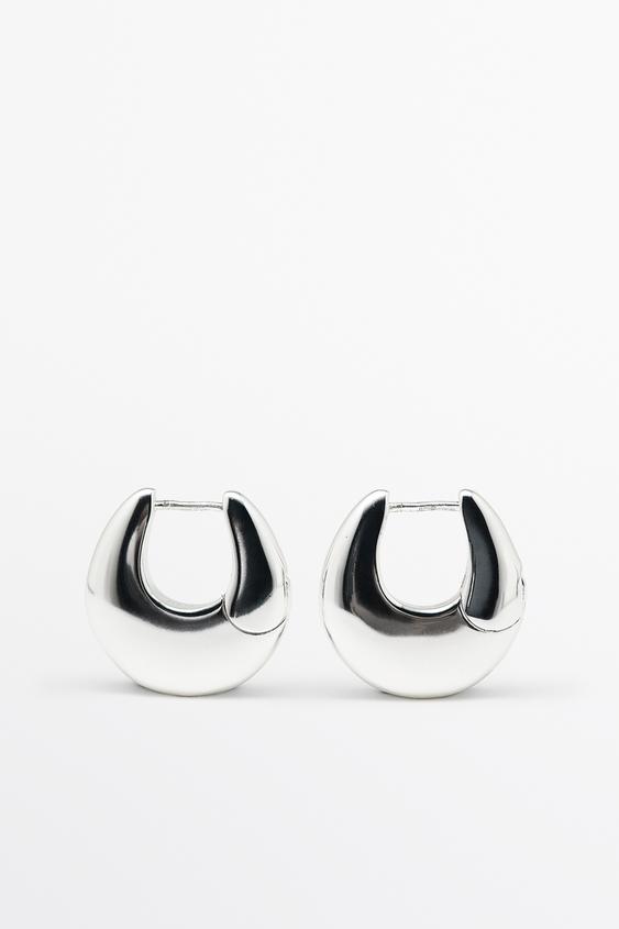 Zara XS oval hoop earrings - Silver - Image 0