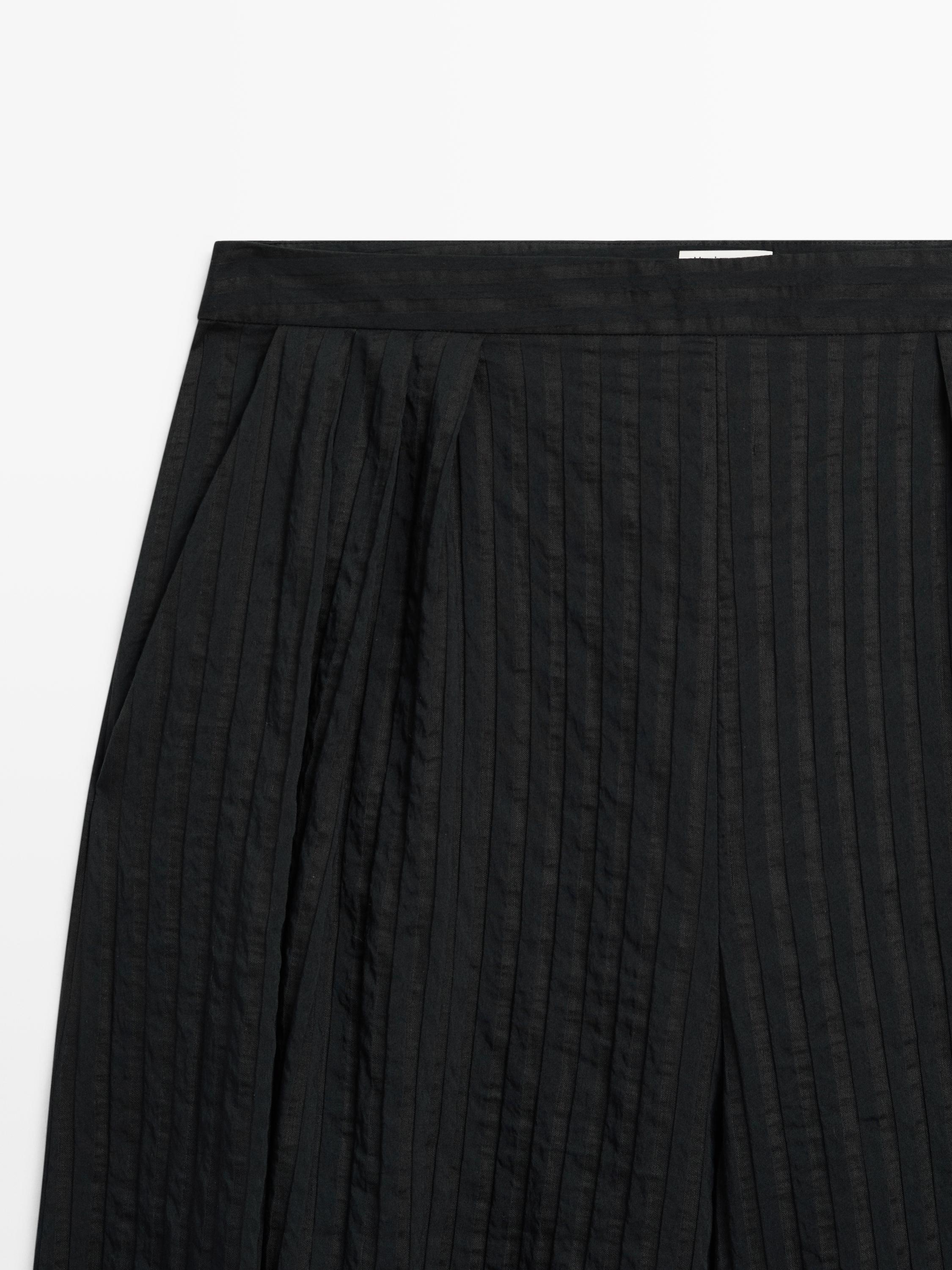 Flowing linen blend sarouel trousers