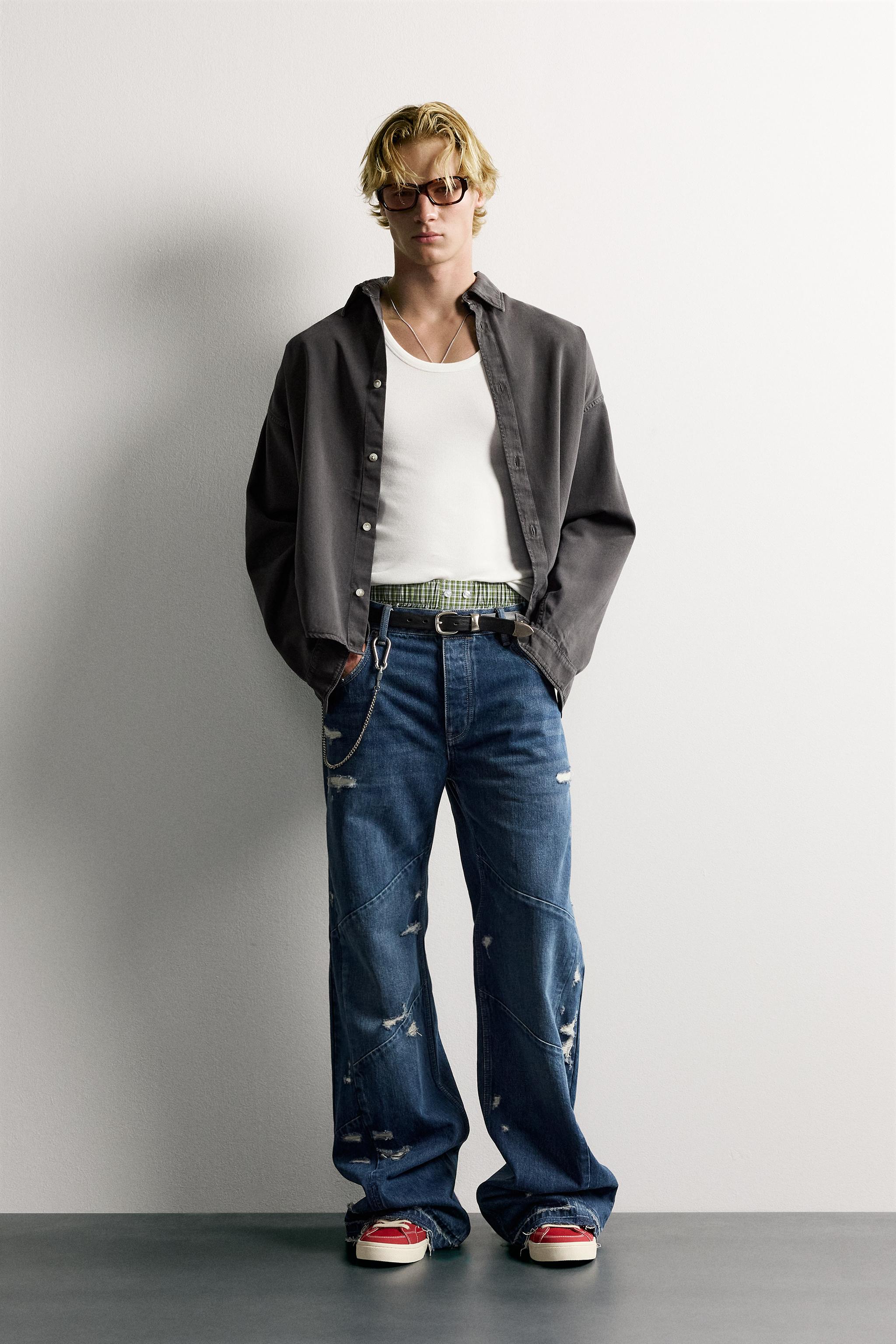 Мужские рубашки Zara COTTON - LYOCELL BOXY FIT SHIRT