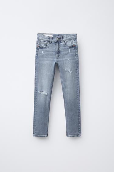 JEANS SKINNY FIT ME GRISJE - E kaltër nga Zara
