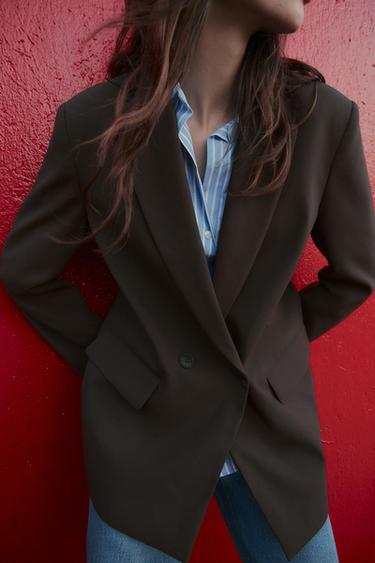 BLAZER CRUZADA OVERSIZE - Marrón de Zara