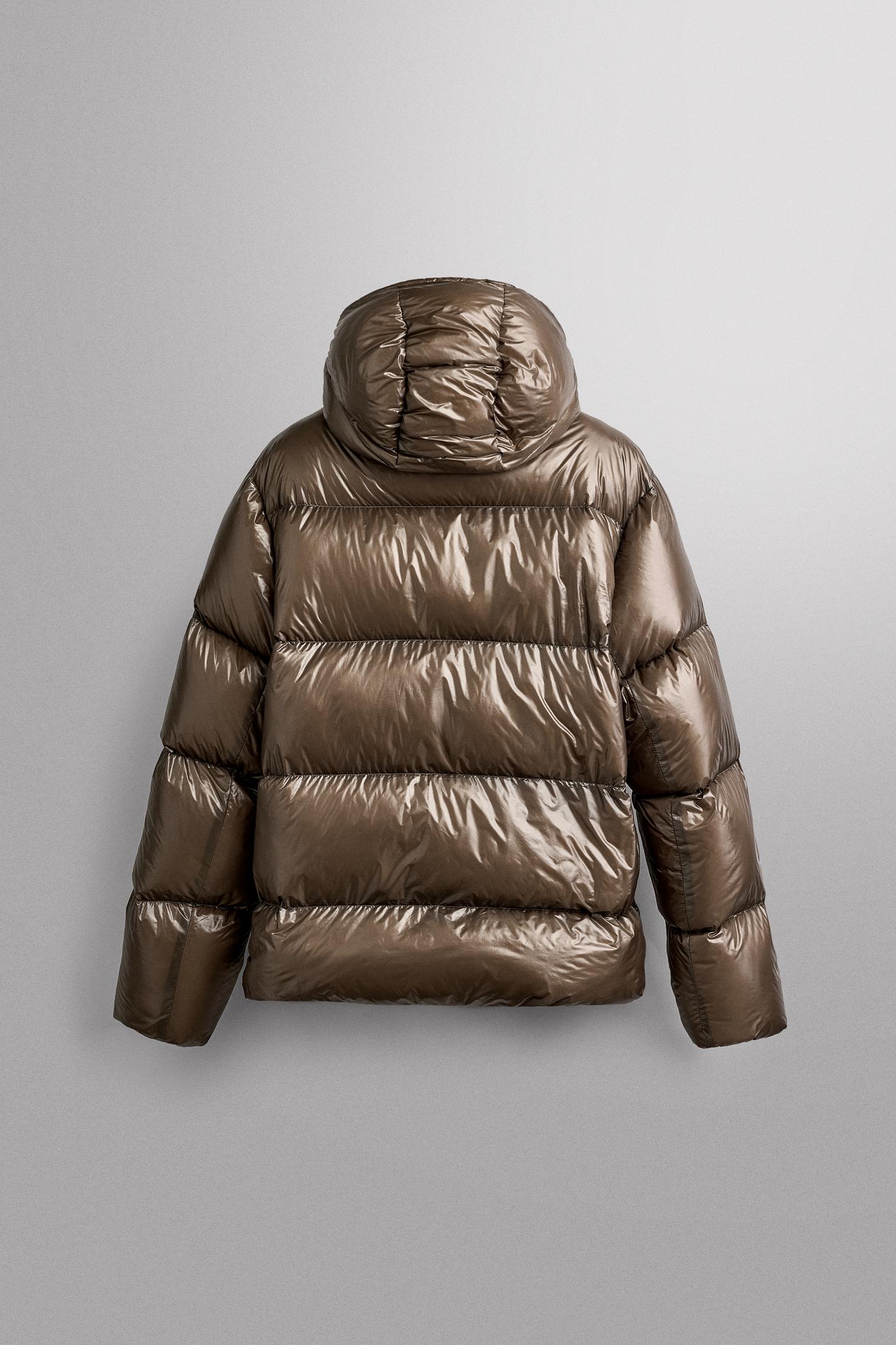 Мужская куртка Zara 90/10 Down Technical, цвет: Светлый коричневый — фото 8