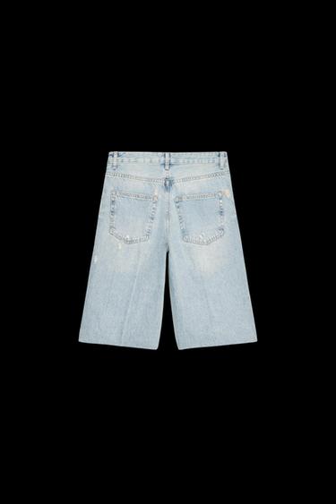 BERMUDA JORTS DENIM TRF ROTOS TIRO MEDIO - Azul de Zara