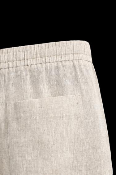 100% LINEN RELAXED FIT TROUSERS - Light beige by Zara
