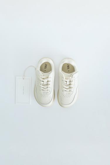 LEATHER BAREFOOT TRAINERS - Ecru White by Zara