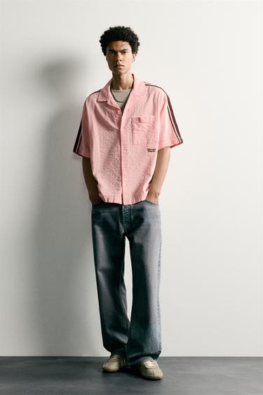 CONTRAST EMBROIDERY STRIPE SHIRT - Pink by Zara - Image 0